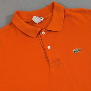 Lacoste Mens Polo Shirt Size 7 XXL Orange Short Sleeve Cotton Pique
